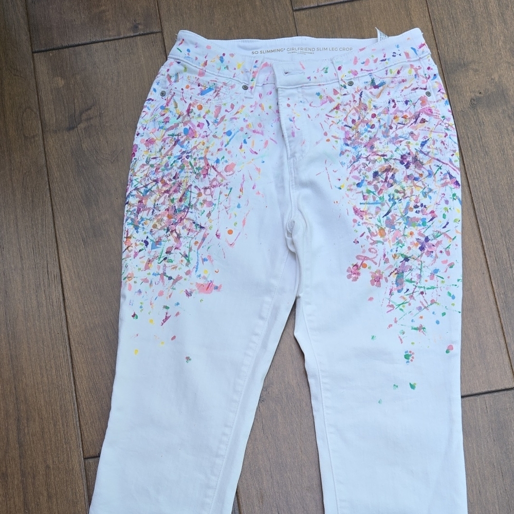 Handpainted White Jeans